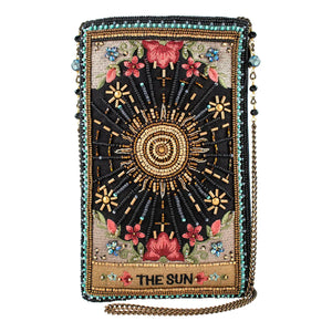 Shine On Beaded Sun Theme with Flowers Crossbody Phone Bag