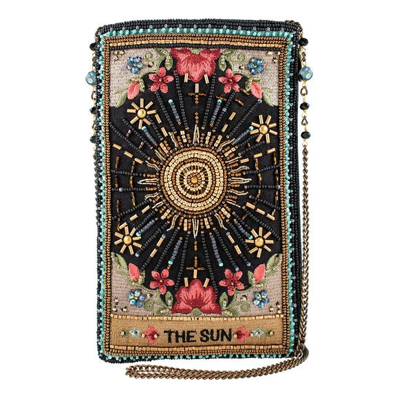 Shine On Beaded Sun Theme with Flowers Crossbody Phone Bag
