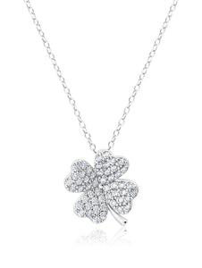 4 Leaf Clover Pendant Necklace Finished in Pure Platinum SKU: 9012347N16CZ