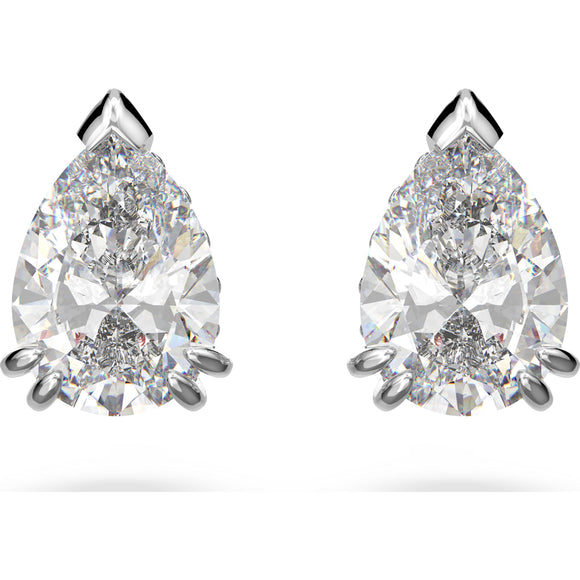 Millenia stud earrings Pear cut, White, Rhodium plated 5636713