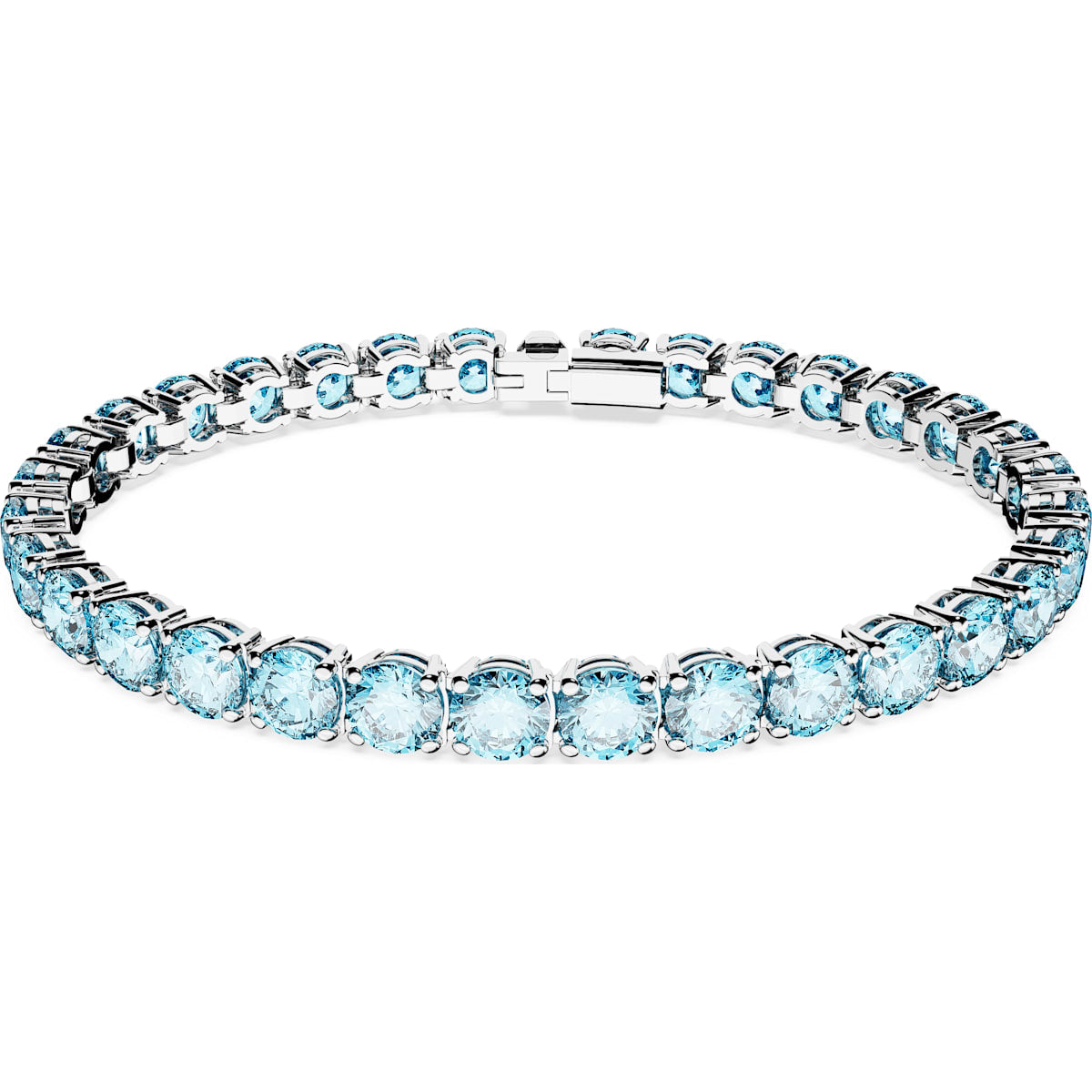 Matrix Tennis bracelet, Round cut, Medium, Blue, Rhodium plated