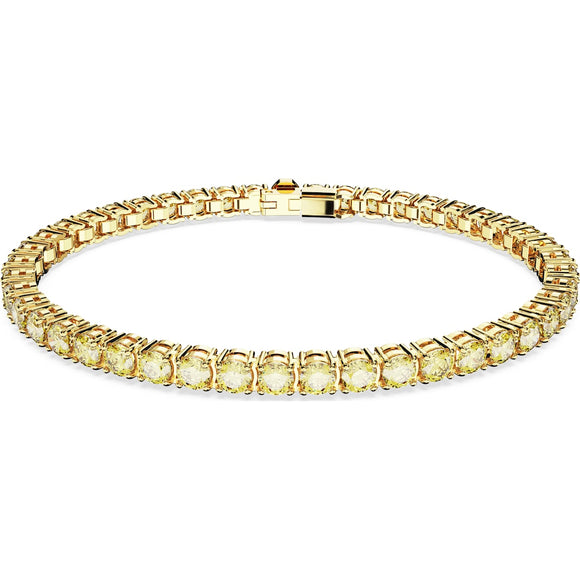 Matrix Tennis bracelet, Round cut, Small, Yellow, Gold-tone plated 5648935