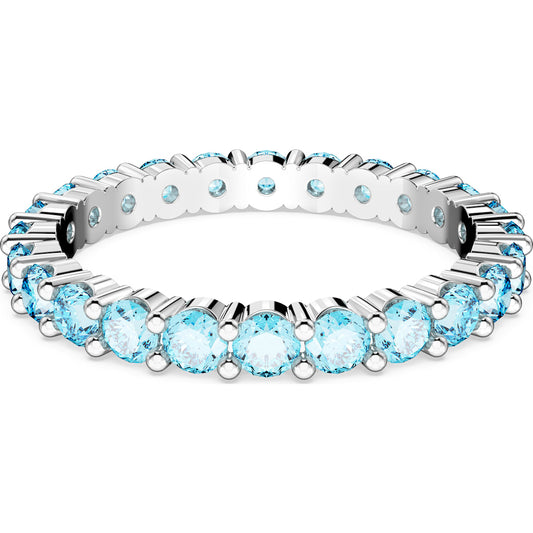 Matrix ring, Round cut, Blue, Rhodium plated