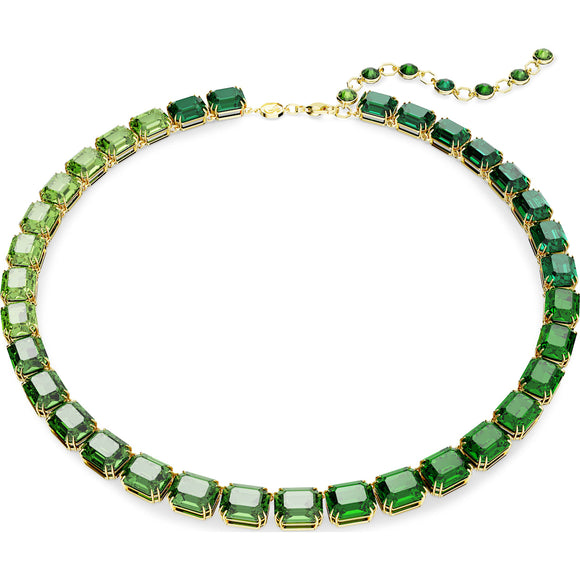 Millenia necklace, Octagon cut, Color gradient, Green, Gold-tone plated 5671257