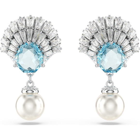 Idyllia drop earrings, Shell, Blue, Rhodium plated 5680301
