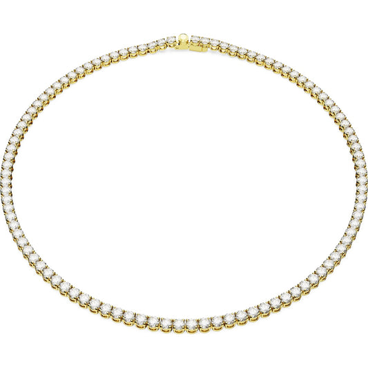 Matrix Tennis necklace, Round cut, White, Gold-tone plated 5681795