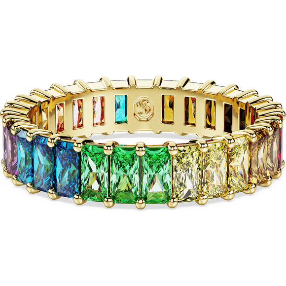 Matrix ring, Baguette cut, Multicolored, Gold-tone plated