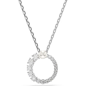 Matrix pendant, Crystal pearl, Round cut, White, Rhodium plated 5688751