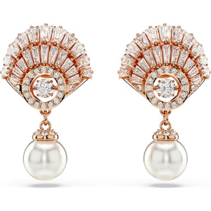 Idyllia drop earrings, Shell, White, Rose gold-tone plated 5689196