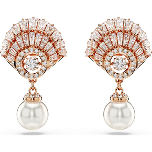 Idyllia drop earrings, Shell, White, Rose gold-tone plated 5689196