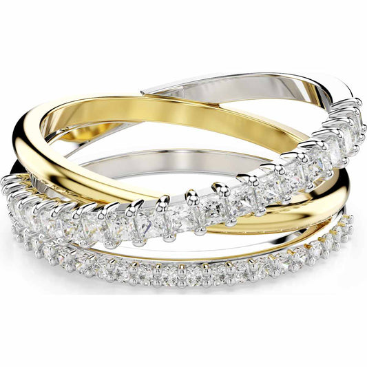 Hyperbola ring, Mixed cuts, White, Mixed metal finish