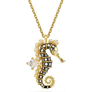 Idyllia pendant, Crystal pearls, Seahorse, Blue, Gold-tone plated
5690874