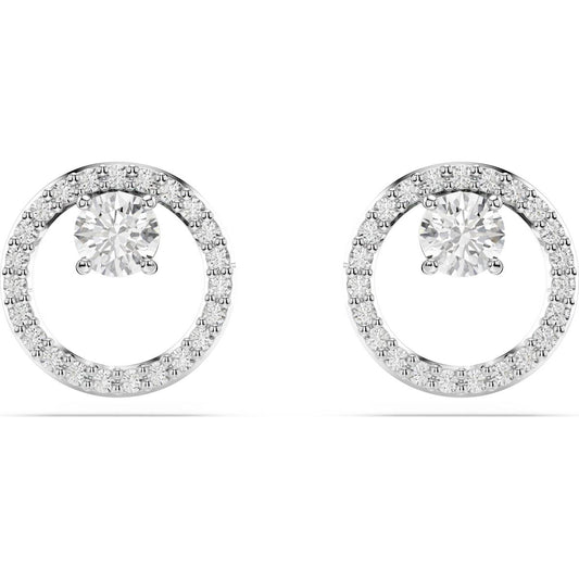 Constella stud earrings, Round cut, White, Rhodium plated 5692262
