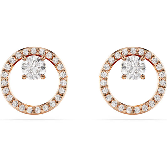 Constella stud earrings, Round cut, White, Rose gold-tone plated 5692263
