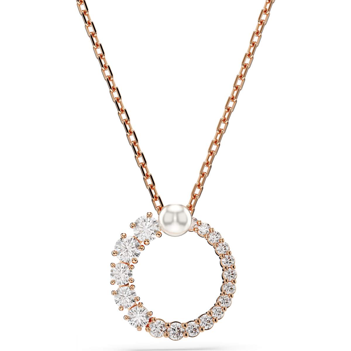 Matrix pendant, Crystal pearl, Round cut, White, Rose gold-tone plated 5692265