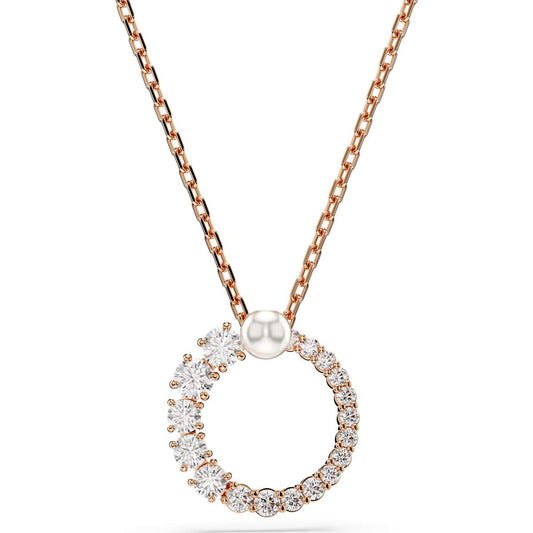 Matrix pendant, Crystal pearl, Round cut, White, Rose gold-tone plated 5692265