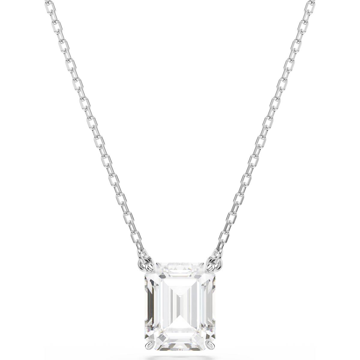 Stilla pendant, Octagon cut, White, Rhodium plated 5693405