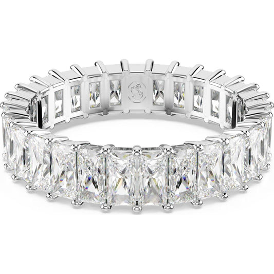 Matrix ring, Baguette cut, White, Rhodium plated