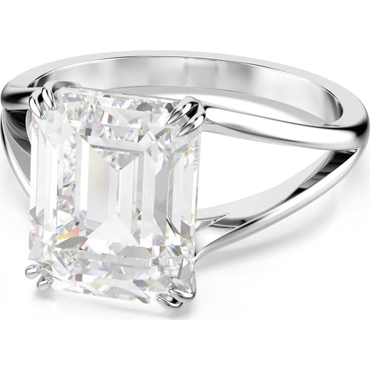 Stilla cocktail ring, Octagon cut, White, Rhodium plated