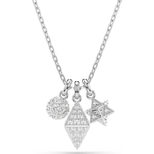 Dextera pendant, Round cut, Sphere and cube, White, Rhodium plated 5700288