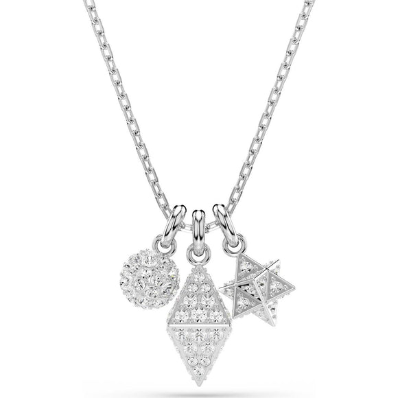 Dextera pendant, Round cut, Sphere and cube, White, Rhodium plated 5700288