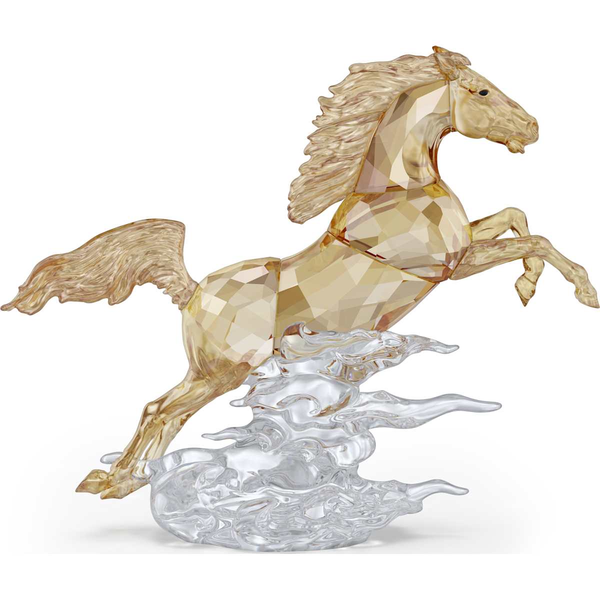 Crystal horse figurine on a white background