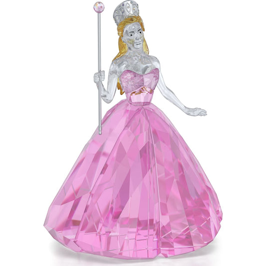 Crystal figurine of a princess in a pink gown with a silver tiara on a white background