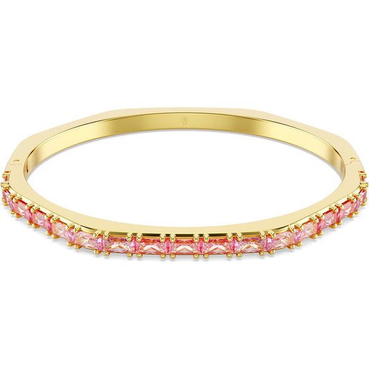 Matrix bangle, Baguette cut, Pink, Gold-tone plated 5705791