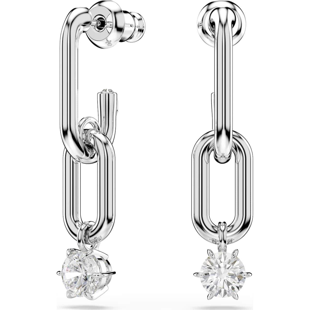 Constella drop earrings Round cut, White, Rhodium plated