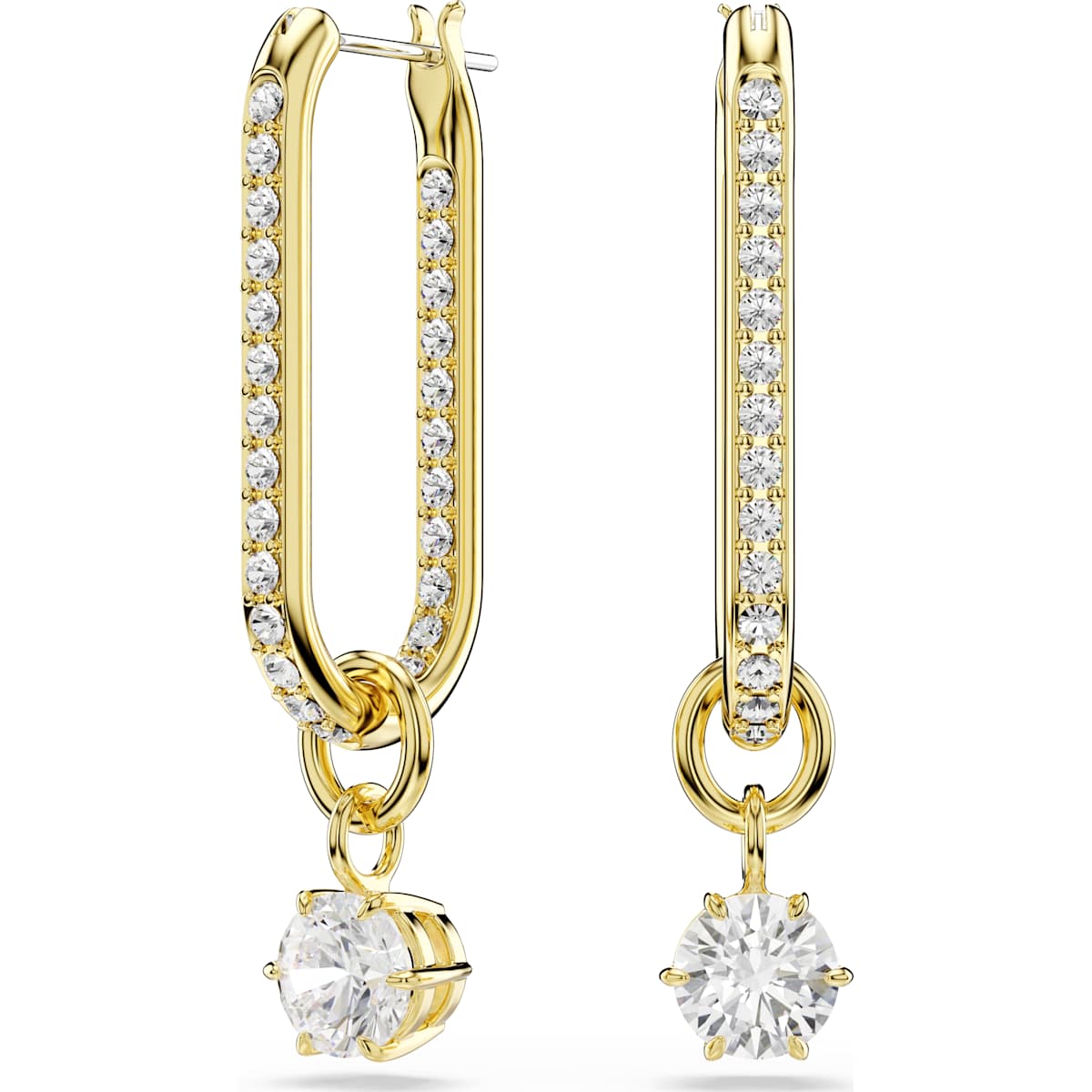 Constella drop earrings Round cut, White, Gold-tone plated 5728587