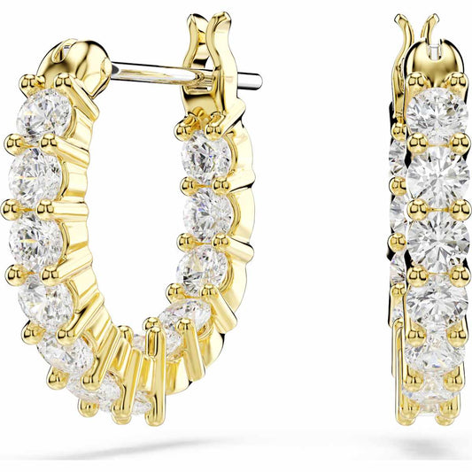 Pierced mini hoops by Swarovski both earrings are gold-tone plated and decorated with numerous Swarovski Zirconia.