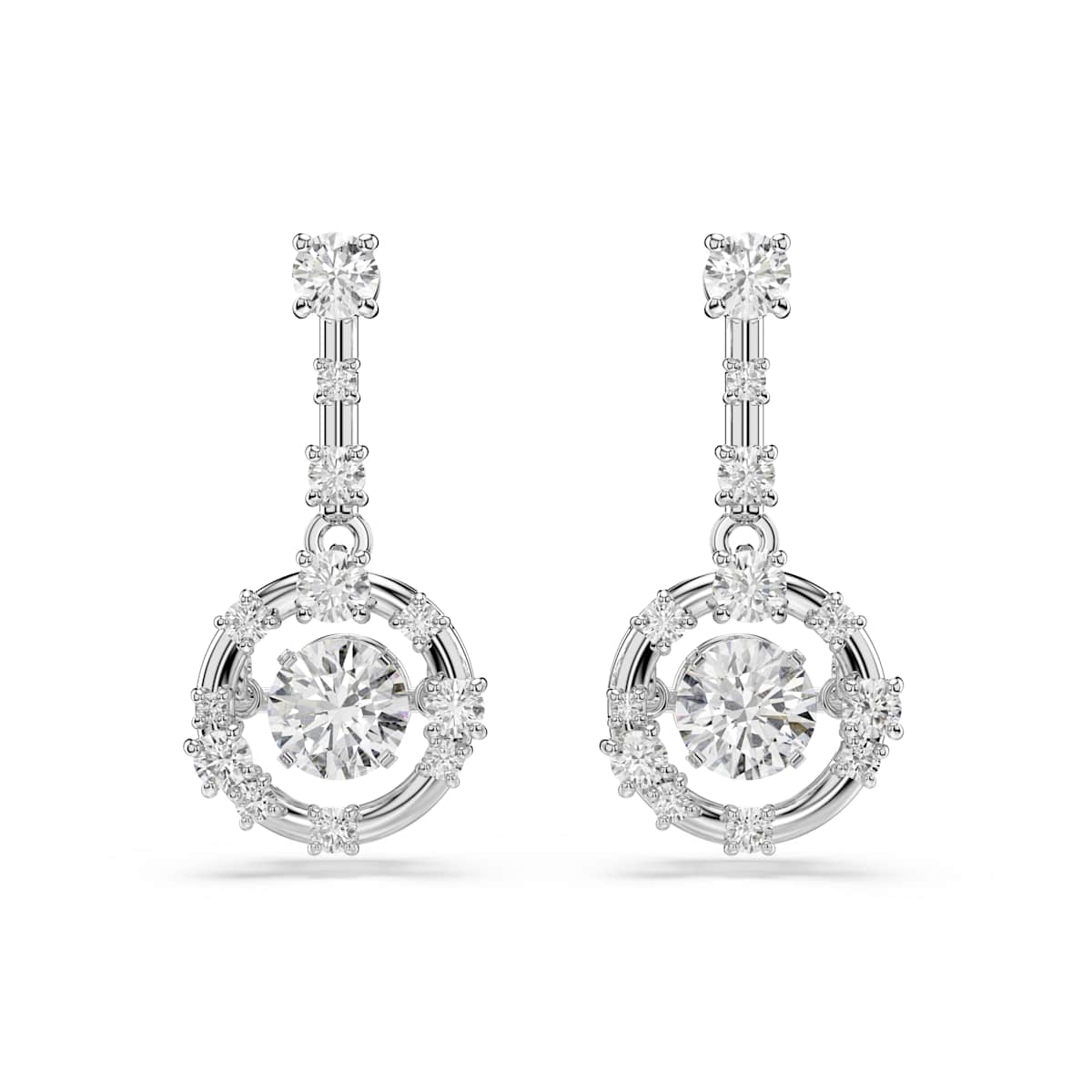 Pair of crystal earrings on a white background