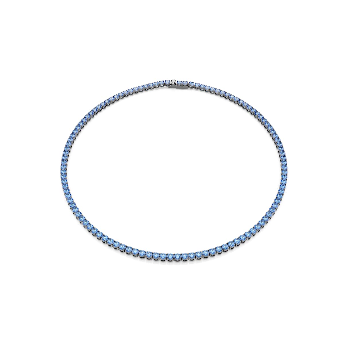 Blue crystal necklace on a white background