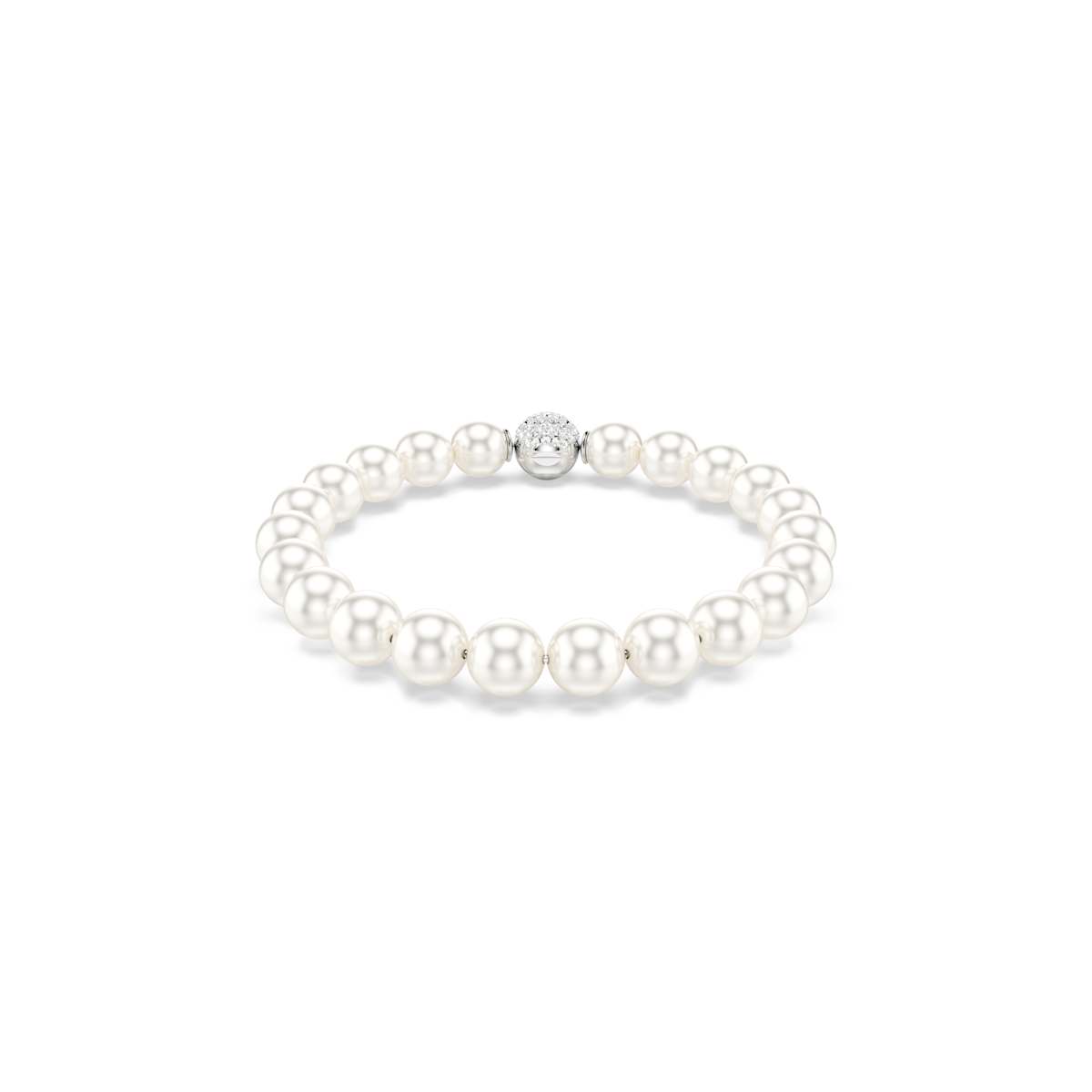 Pearl bracelet with a silver clasp on a white background