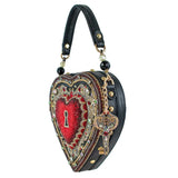 Embrace Red Beaded Heart Key Hole Top Handle Bag 24-143