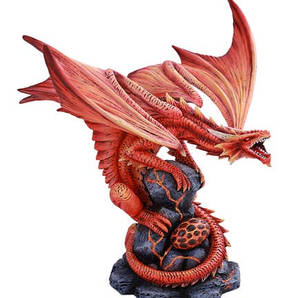 Red dragon figurine on a white background