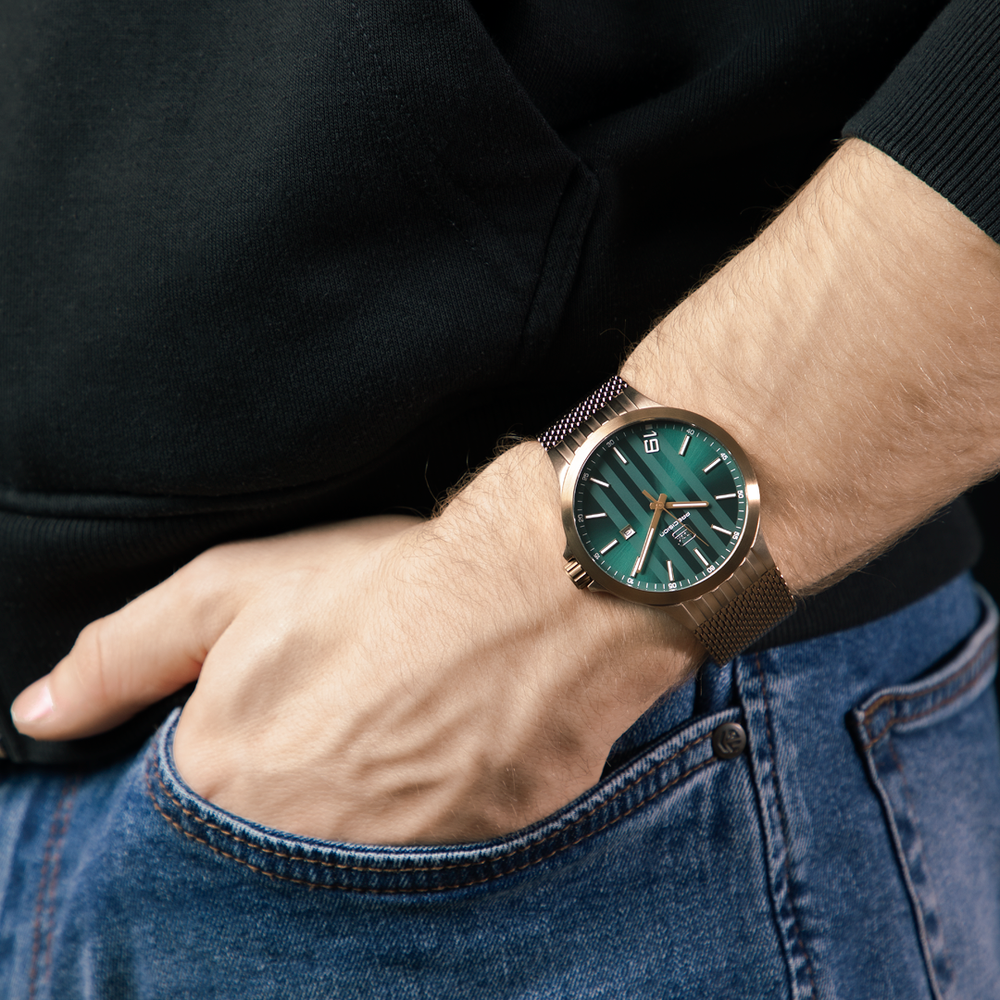 GLOCK GW-12-2-24 Green Dial Watch, 44 mm Coyote Mesh