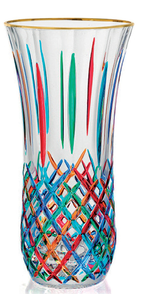 Vase with gold trim 10" tall