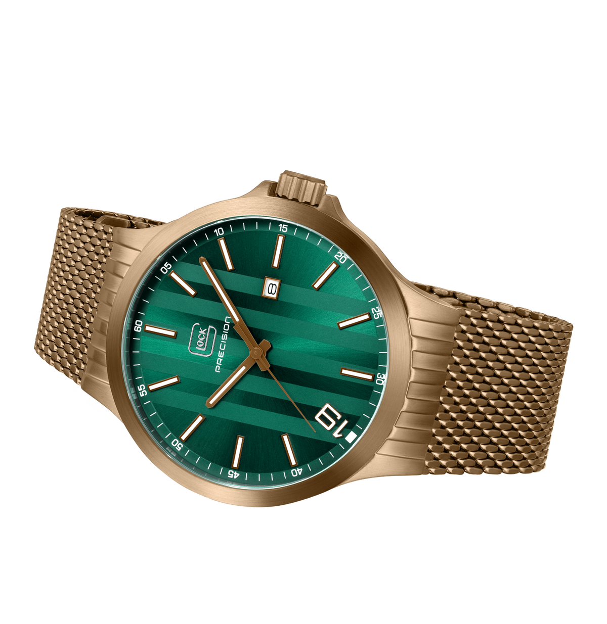 GLOCK GW-12-2-24 Green Dial Watch, 44 mm Coyote Mesh