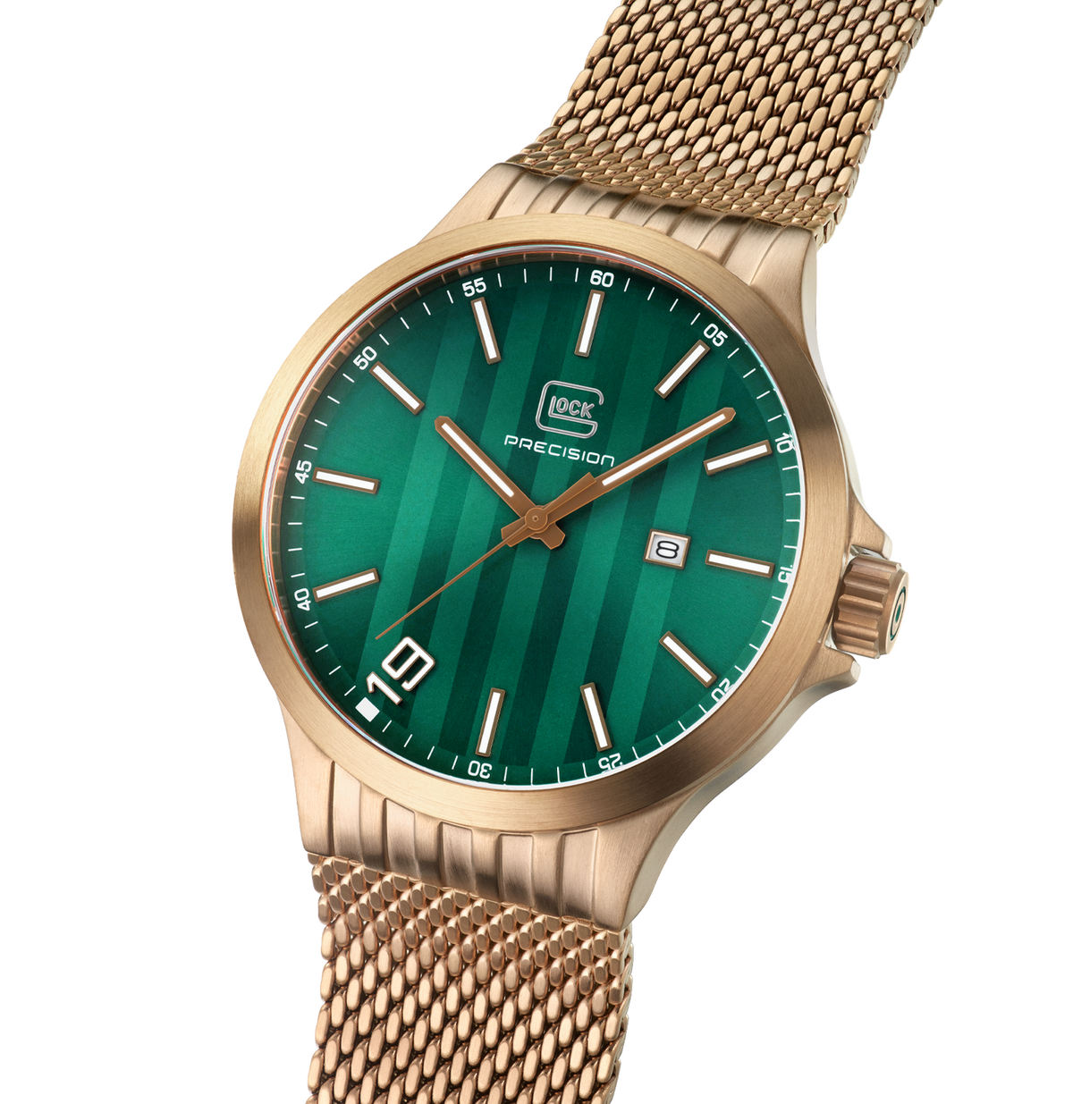 GLOCK GW-12-2-24 Green Dial Watch, 44 mm Coyote Mesh