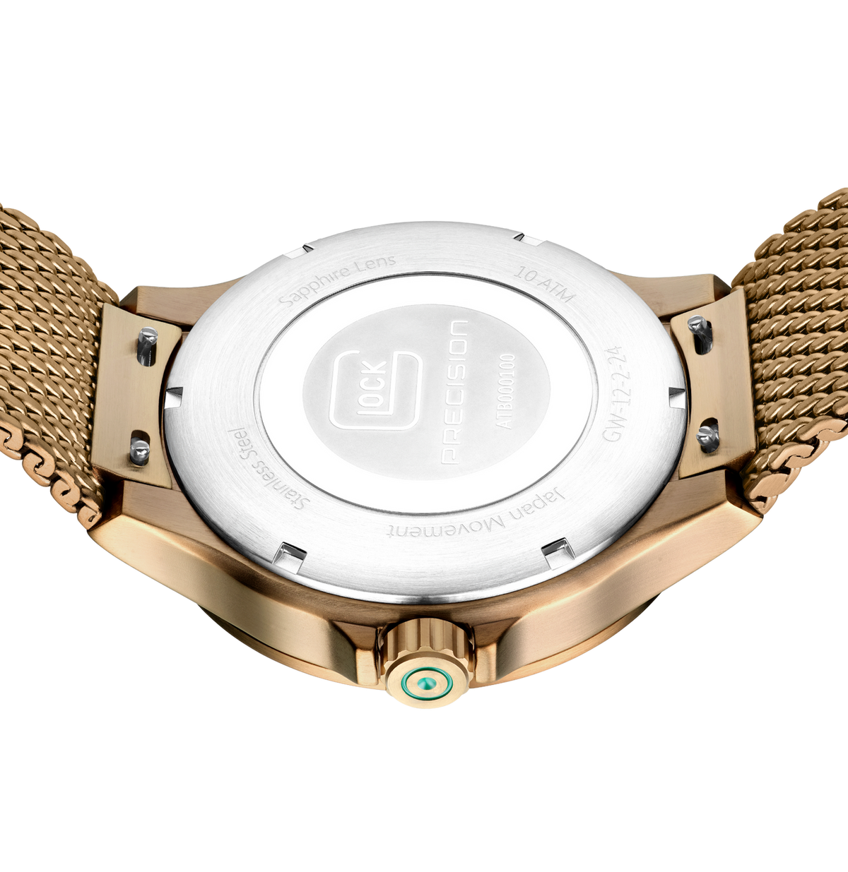 GLOCK GW-12-2-24 Green Dial Watch, 44 mm Coyote Mesh