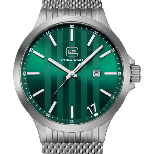 Glock watch with green dial
