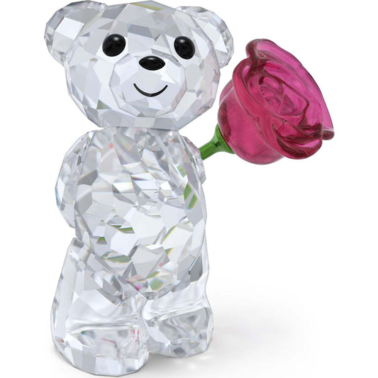 A clear Bear with a red Rose.