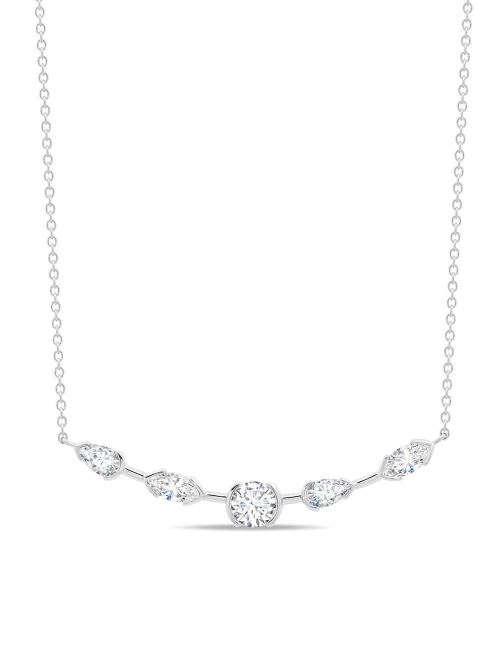Lavish Split Bezel CZ Necklace Finished in Pure Platinum