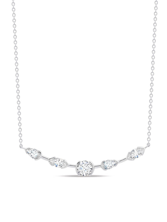 Lavish Split Bezel CZ Necklace Finished in Pure Platinum