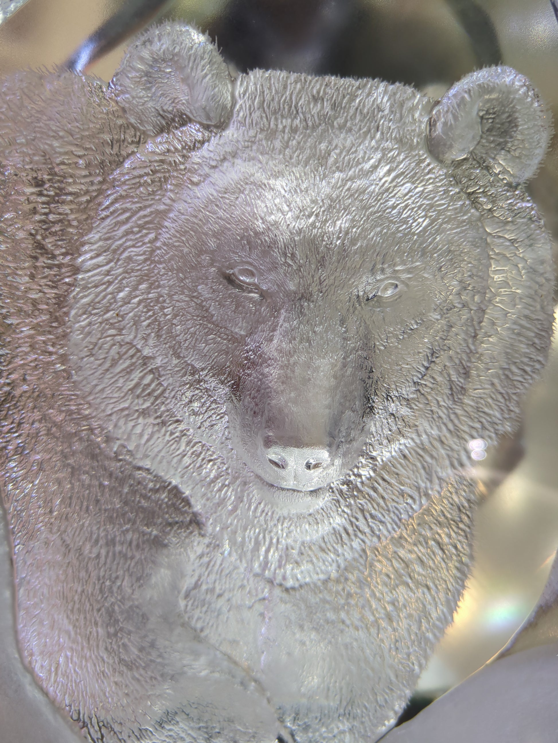 Close-up of a textured crystal object wit