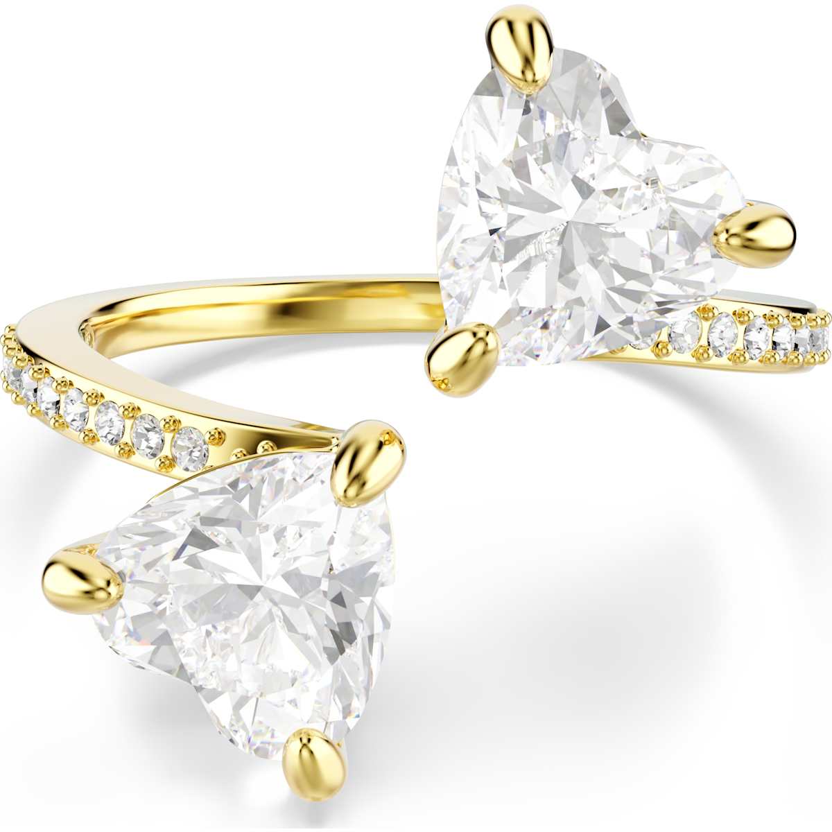 Mesmera Attract open ring, Heart cut, Pavé, Heart, White, Gold-tone plated