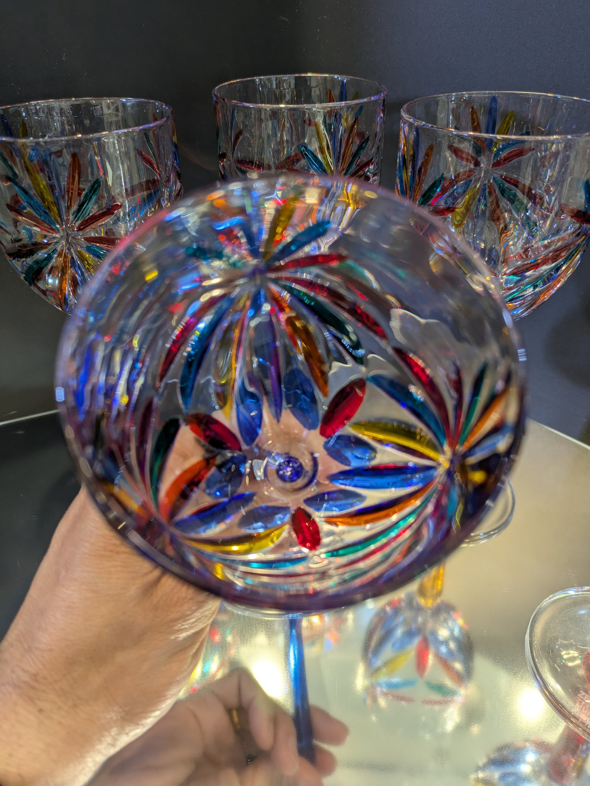 A glass showing inside view.