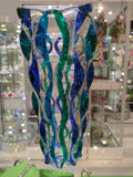 Ribbon vase VA540 H 12" TALL Blue and Green