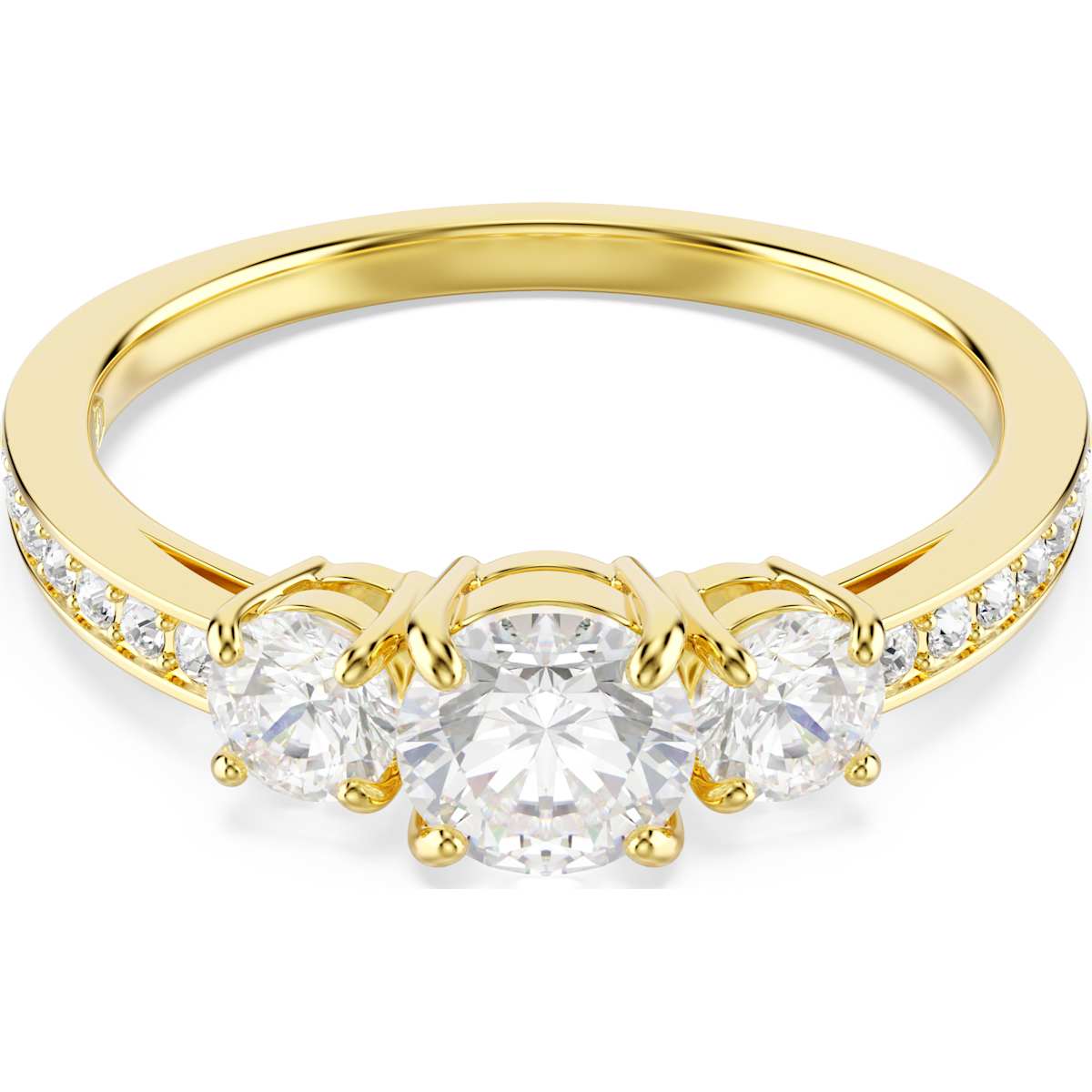 Stilla Attract ring, Round cut, White, Gold-tone plated